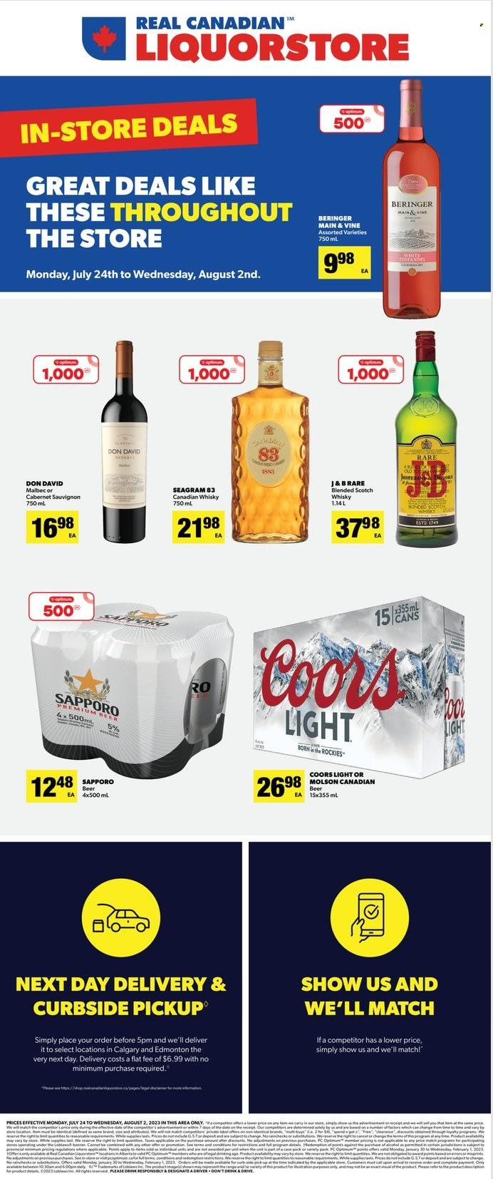 Real Canadian Liquorstore flyer - July 24, 2023 - August 02, 2023. Page 1