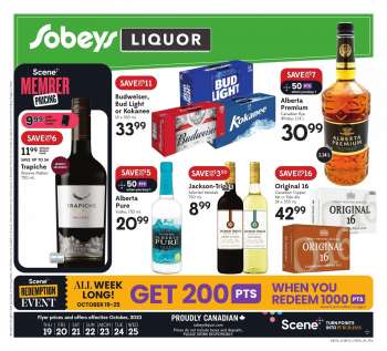 Circulaire Sobeys Liquor - 19 Octobre 2023 - 25 Octobre 2023.