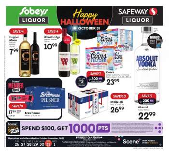 Circulaire Sobeys Liquor - 26 Octobre 2023 - 01 Novembre 2023.