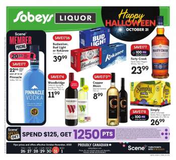Circulaire Sobeys Liquor - 26 Octobre 2023 - 01 Novembre 2023.