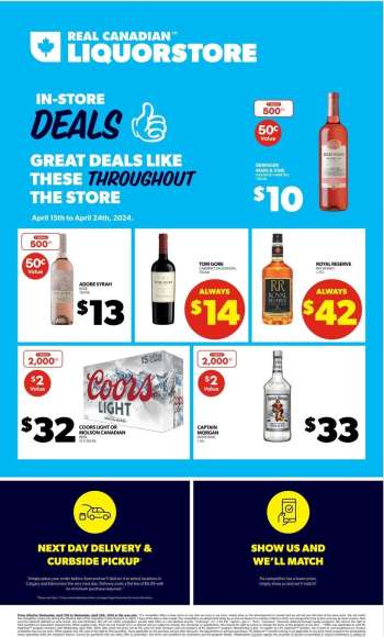 Circulaire Real Canadian Liquorstore - 15 Avril 2024 - 24 Avril 2024.