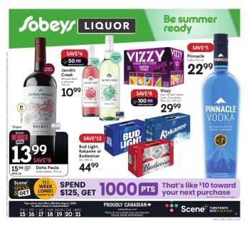 Circulaire Sobeys Liquor - 15 Août 2024 - 21 Août 2024.