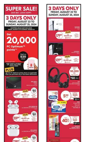 Shoppers Drug Mart Flyer - August 24, 2024 - August 29, 2024.