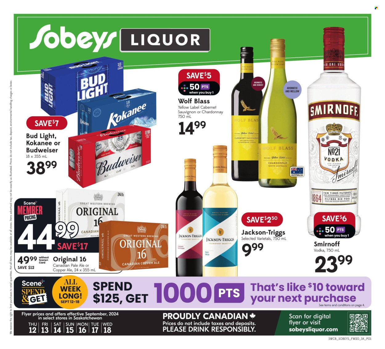 Sobeys Liquor flyer - September 12, 2024 - September 18, 2024. Page 1