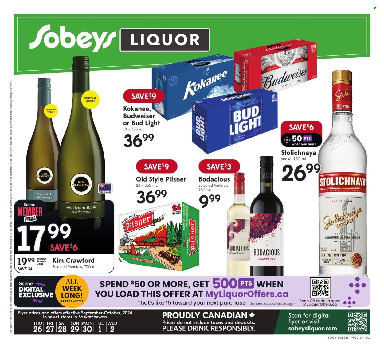 Sobeys Liquor flyer - September 26, 2024 - October 02, 2024. Page 1