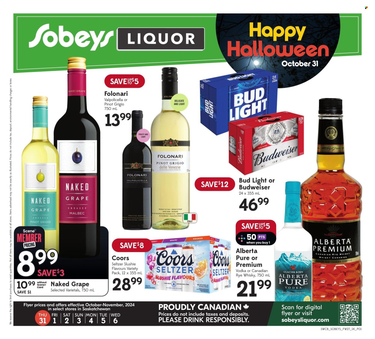 Sobeys Liquor flyer - October 31, 2024 - November 06, 2024. Page 1