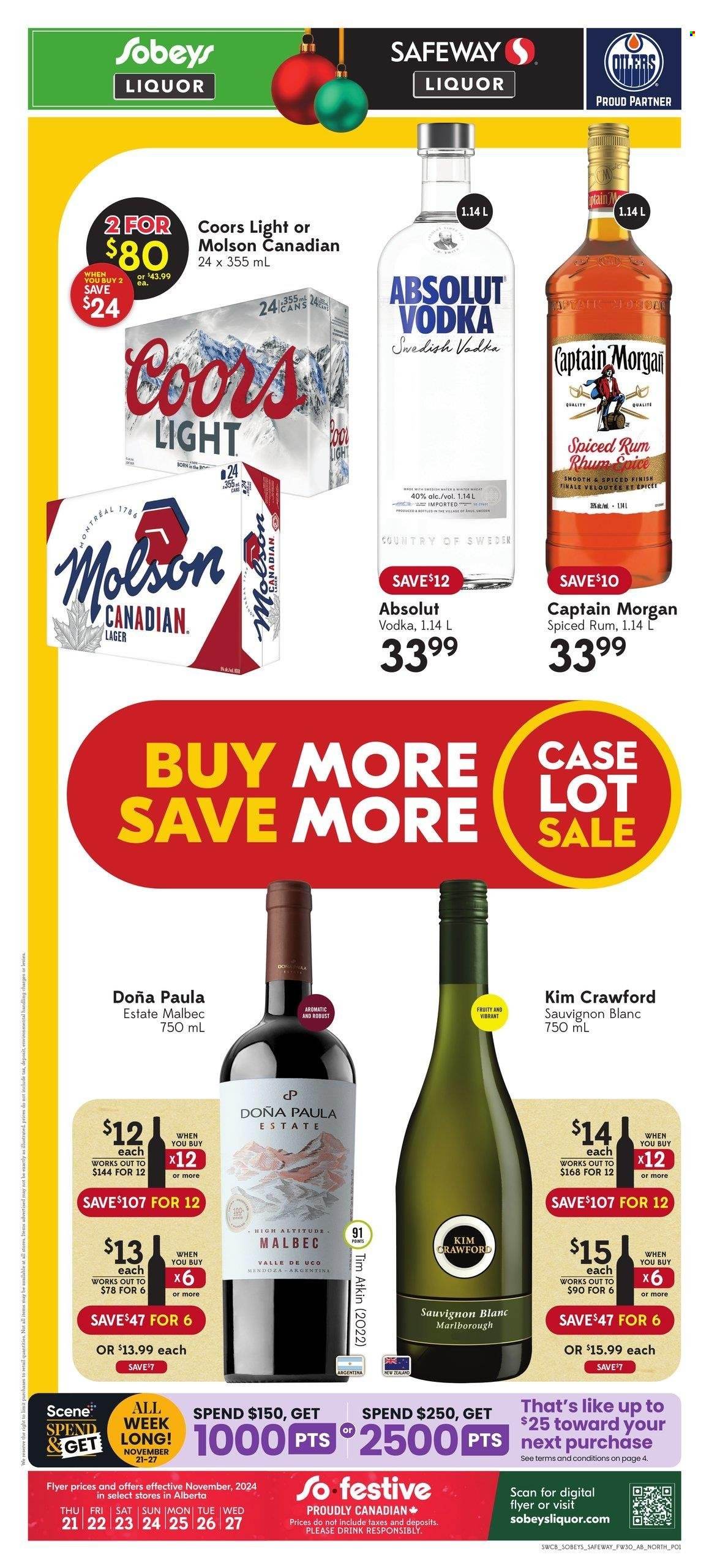 Sobeys Liquor flyer - November 21, 2024 - November 27, 2024. Page 1