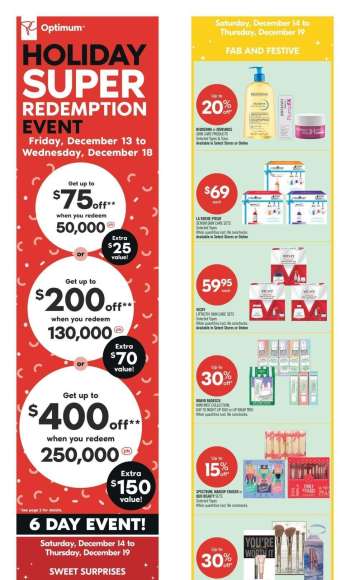 Shoppers Drug Mart Flyer - December 14, 2024 - December 19, 2024.