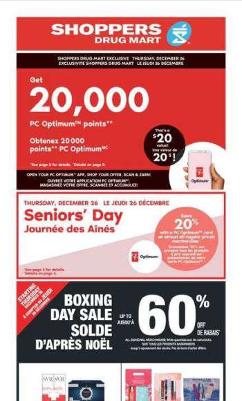 Shoppers Drug Mart Flyer - December 26, 2024 - January 02, 2025.