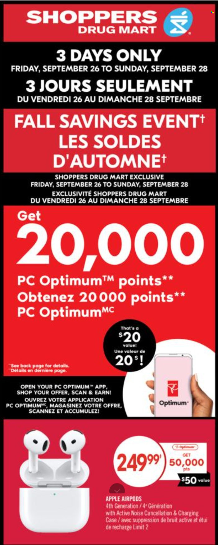 Shoppers Drug Mart flyer - September 26, 2025 - September 28, 2025. Page 1