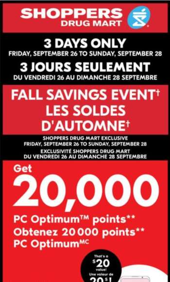 Circulaire Shoppers Drug Mart - 26 Septembre 2025 - 28 Septembre 2025.