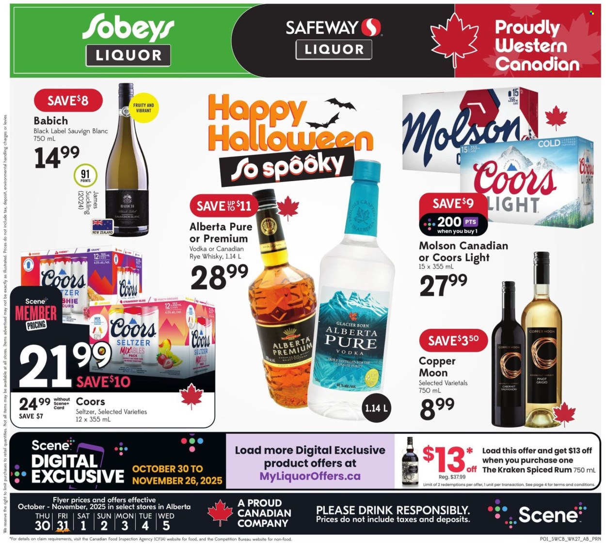 Sobeys Liquor flyer - October 30, 2025 - November 05, 2025. Page 1