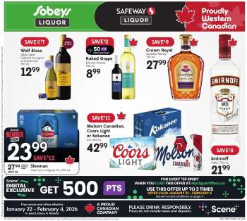 Circulaire Sobeys Liquor - 22 Janvier 2026 - 04 Février 2026.
