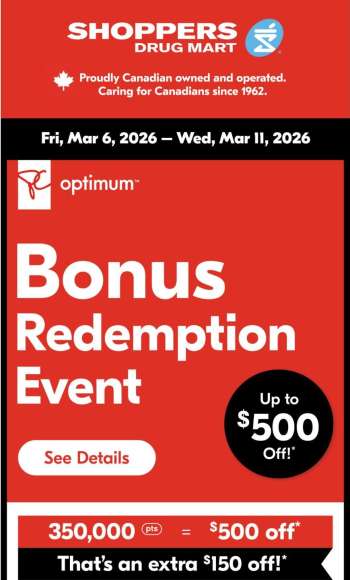 Circulaire Shoppers Drug Mart - 06 Mars 2026 - 11 Mars 2026.