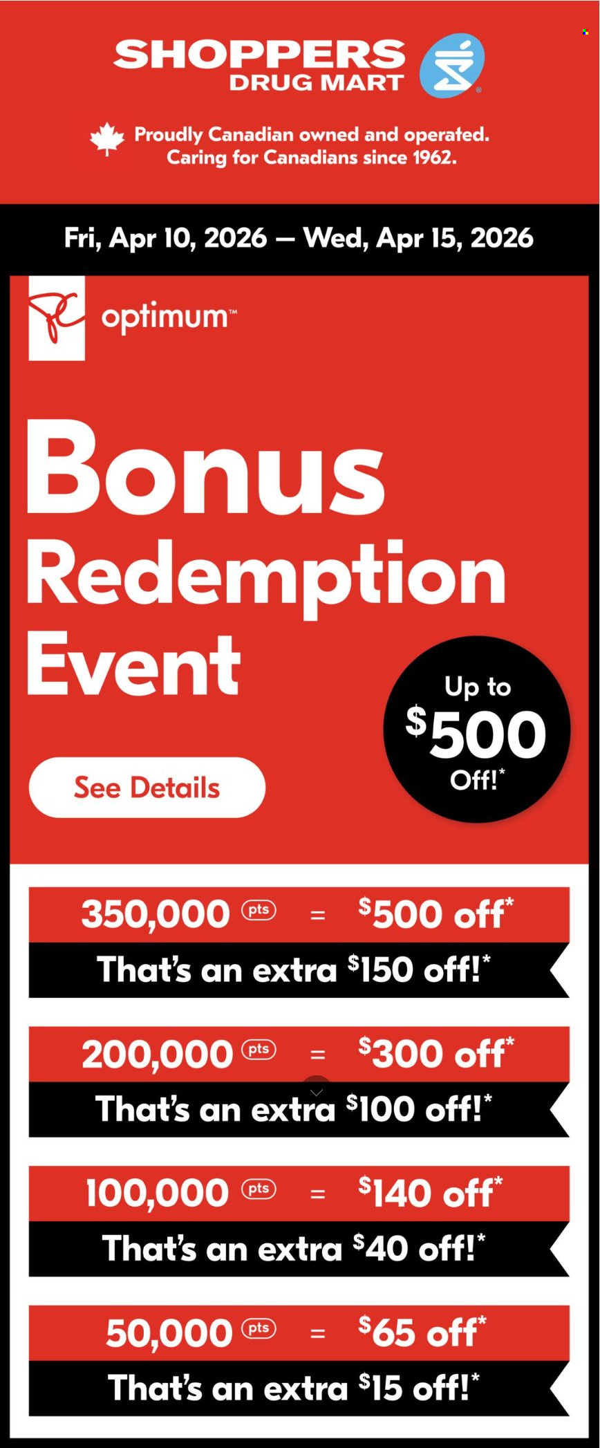 Shoppers Drug Mart flyer - April 10, 2026 - April 15, 2026. Page 1