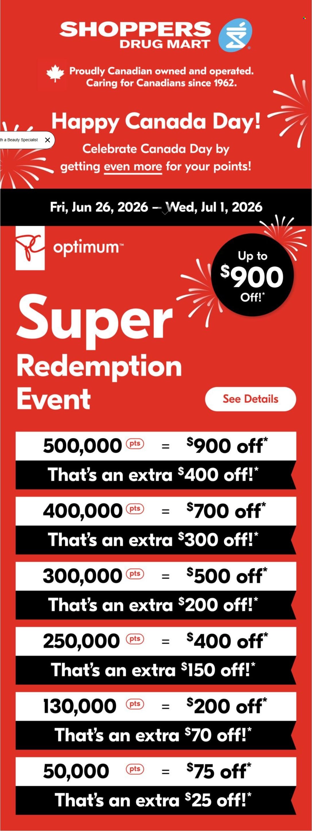 Shoppers Drug Mart flyer - June 26, 2026 - July 01, 2026. Page 1