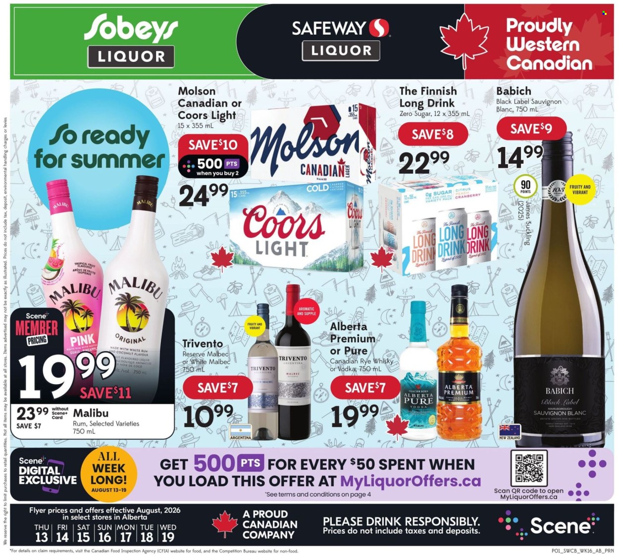Circulaire Sobeys Liquor - 13 Août 2026 - 19 Août 2026. Page 1