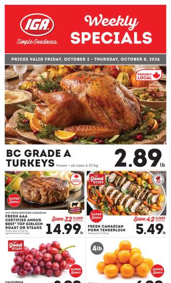 IGA Simple Goodness Flyer - October 02, 2026 - October 08, 2026.
