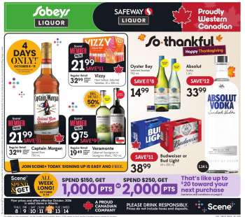 Circulaire Sobeys Liquor - 08 Octobre 2026 - 14 Octobre 2026.
