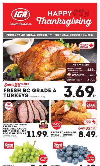 IGA Simple Goodness Flyer - October 09, 2026 - October 15, 2026.