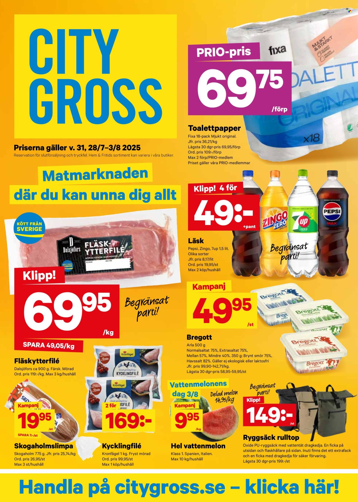 City Gross reklamblad - 28/7 2025 - 3/8 2025. Sida 1
