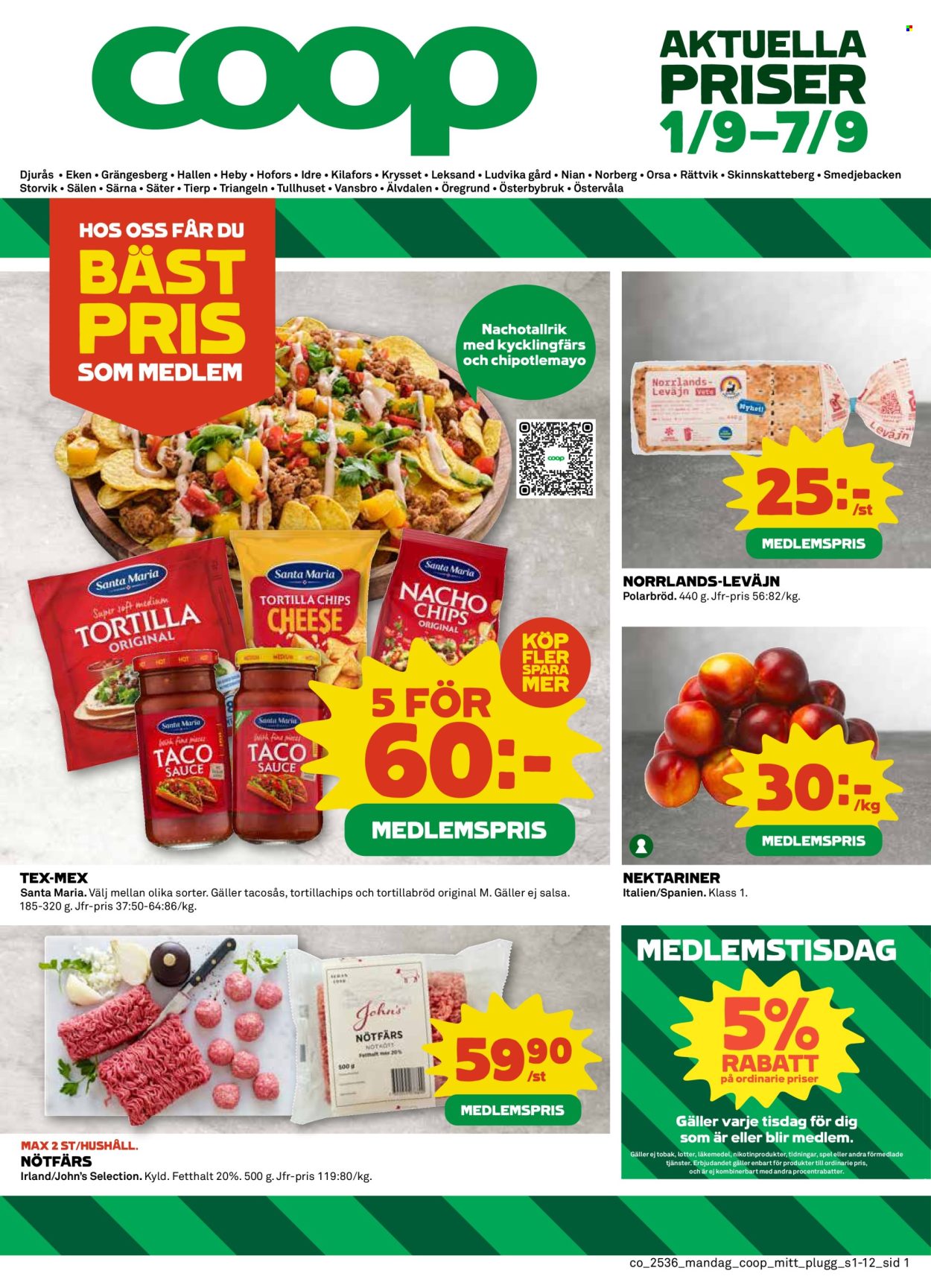 Coop reklamblad - 1/9 2025 - 7/9 2025. Sida 1