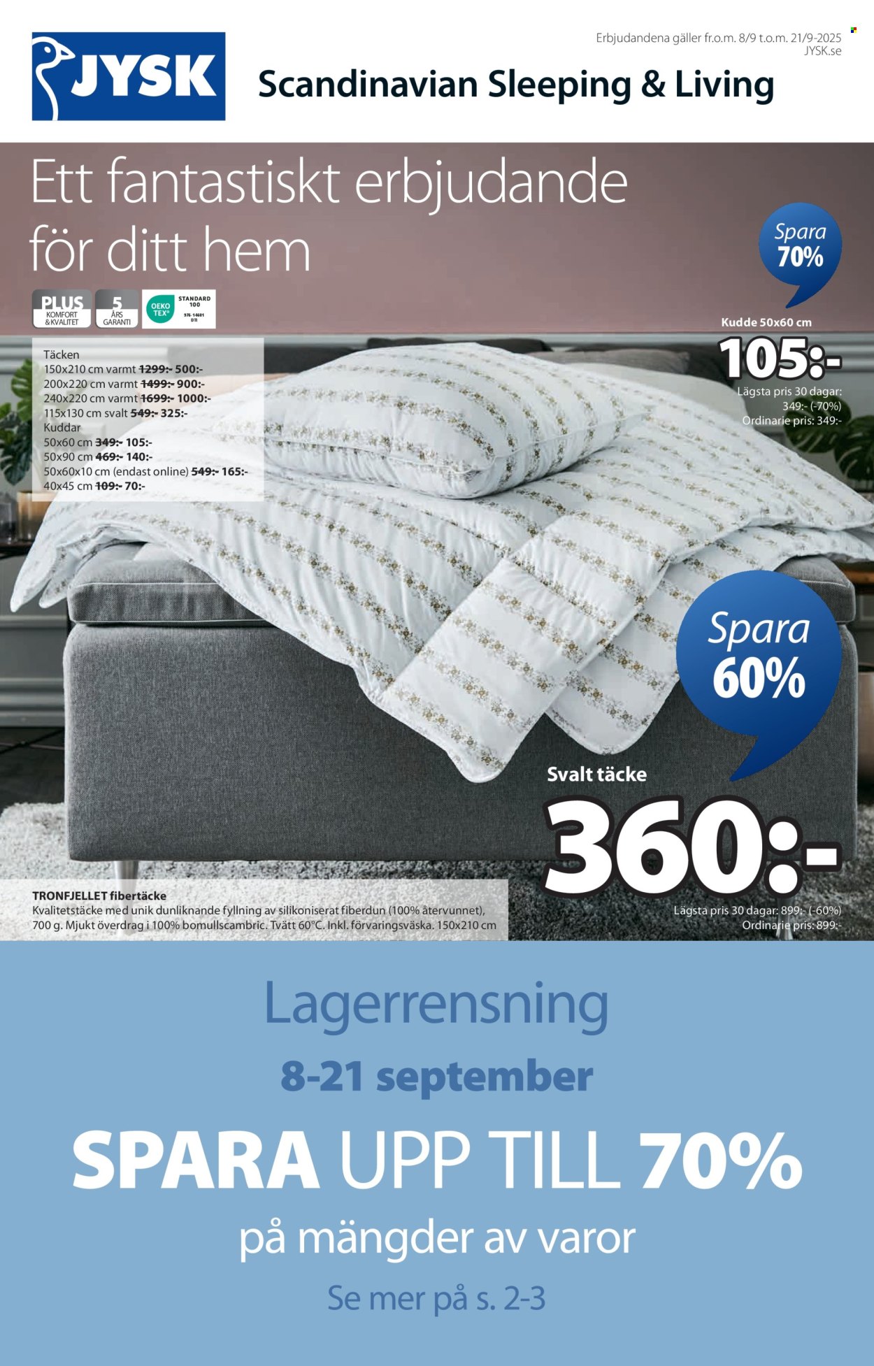 JYSK reklamblad - 8/9 2025 - 21/9 2025. Sida 1