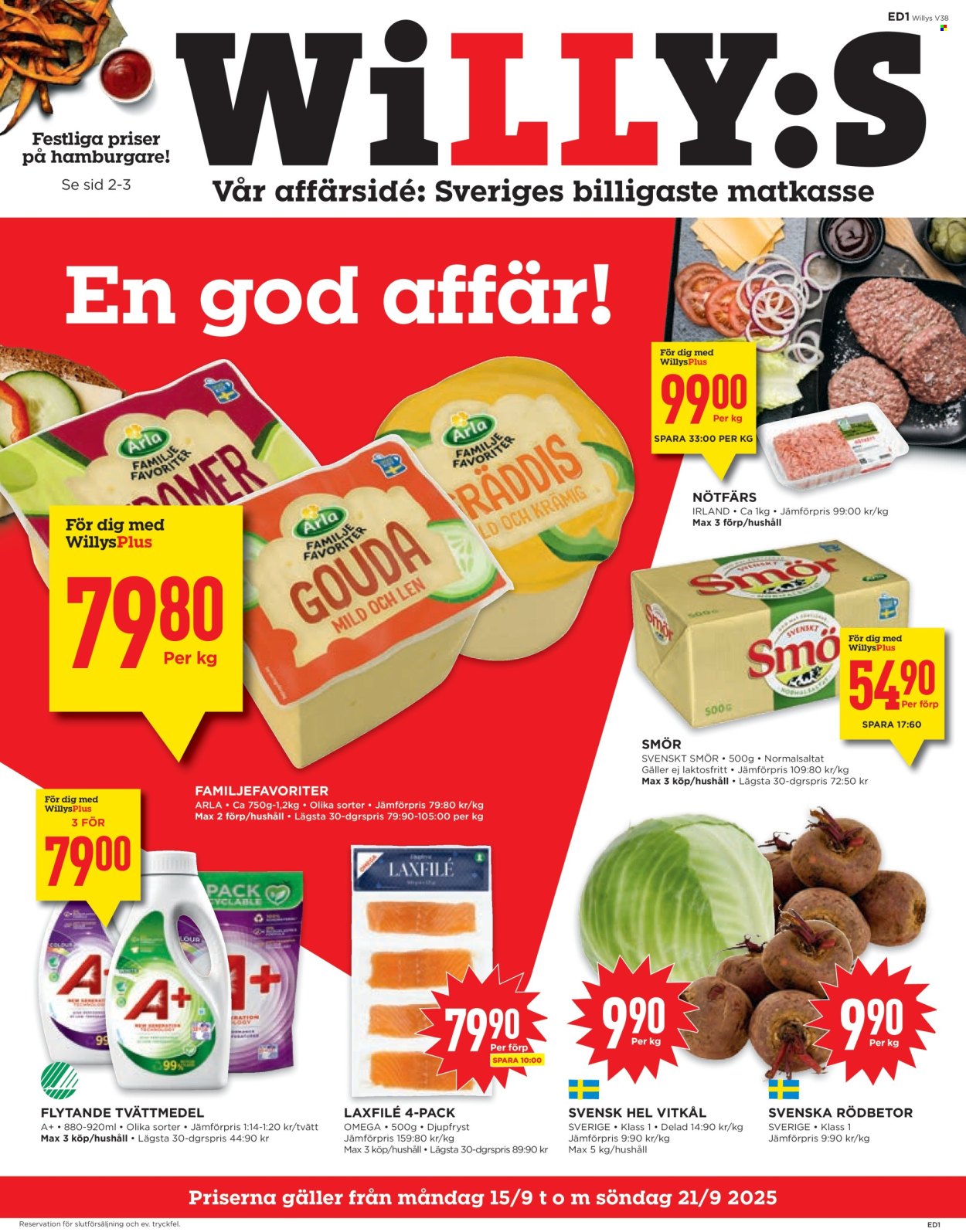 Willys reklamblad - 15/9 2025 - 21/9 2025. Sida 1