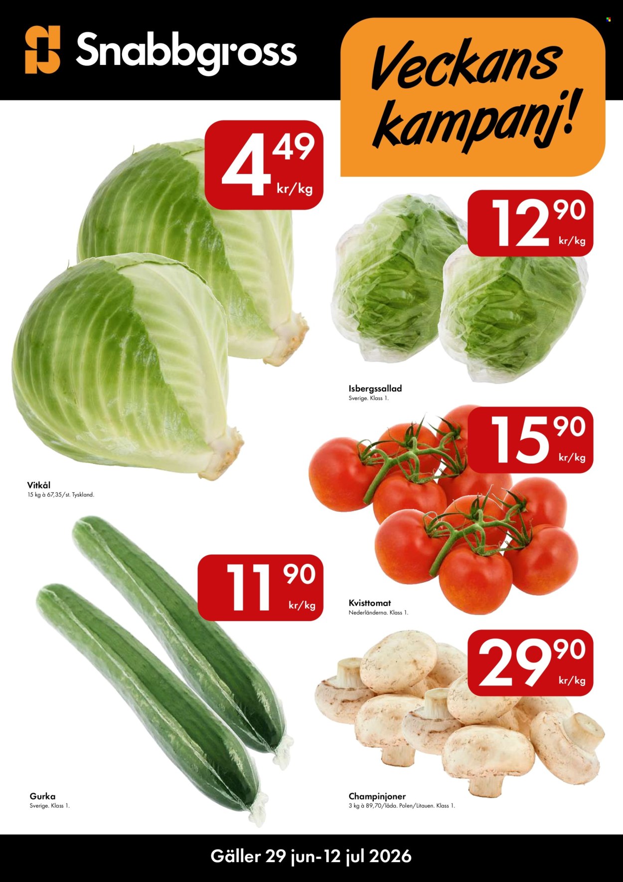 Snabbgross reklamblad - 29/6 2026 - 12/7 2026. Sida 1