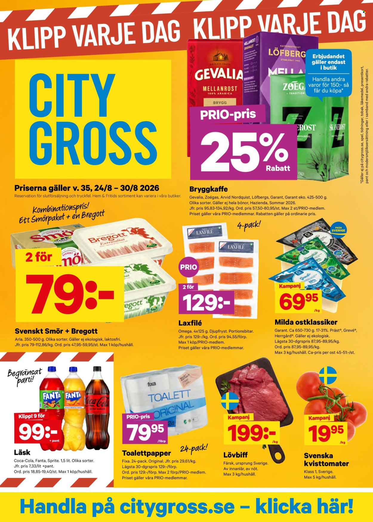 City Gross reklamblad - 24/8 2026 - 30/8 2026. Sida 1