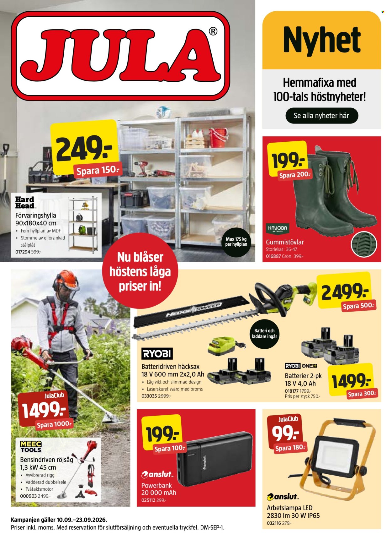 Jula reklamblad - 11/9 2026 - 23/9 2026. Sida 1