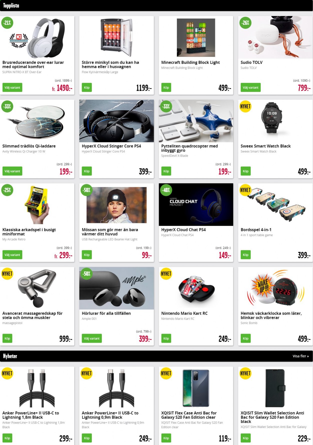 thumbnail - Teknikmagasinet reklamblad - varor från reklamblad - quadrocopter, Nintendo, smartwatch, qi-laddare, PlayStation, PS4, hörlurar. Sida 1.