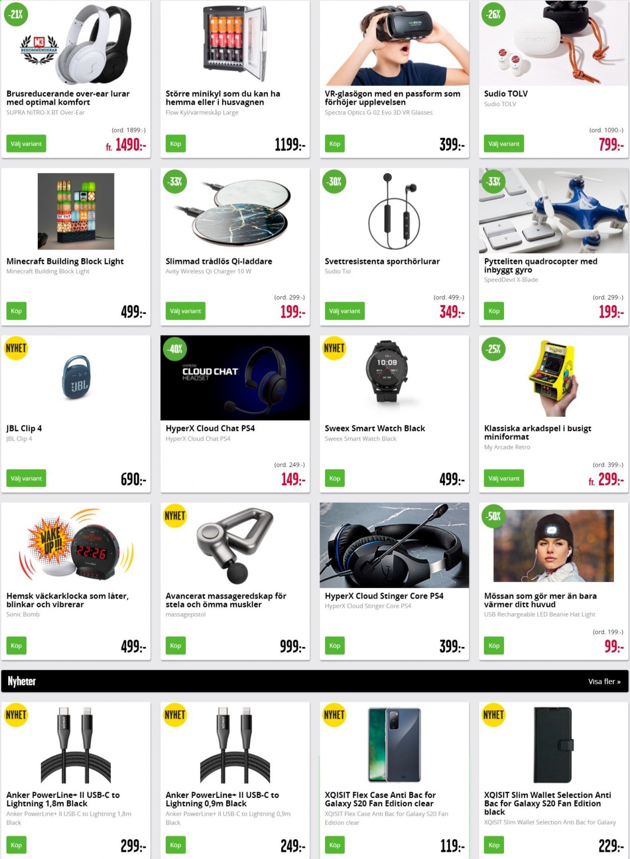 thumbnail - Teknikmagasinet reklamblad - varor från reklamblad - quadrocopter, smartwatch, JBL, qi-laddare, PlayStation, PS4. Sida 1.