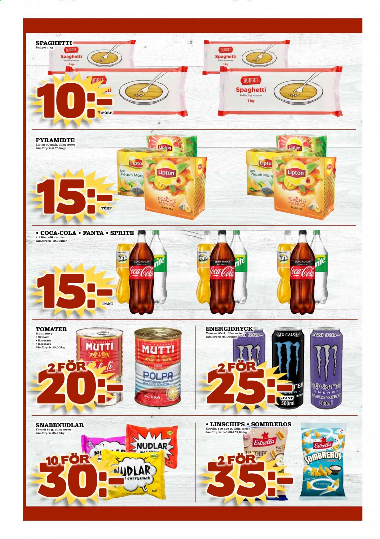 thumbnail - MatDax reklamblad - 11/1 2021 - 17/1 2021 - varor från reklamblad - mango, tomater, linschips, Mutti, spaghetti, Fanta, Sprite, Coca-Cola, energidryck, Lipton. Sida 2.