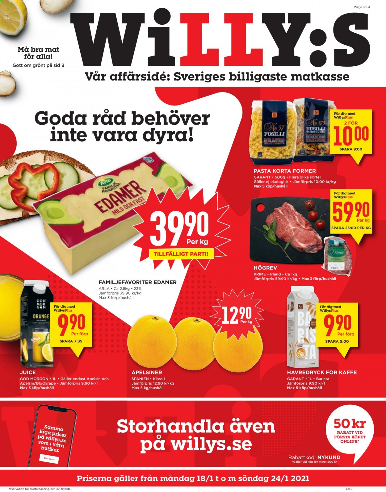 Willys reklamblad - 18/1 2021 - 24/1 2021. Sida 1