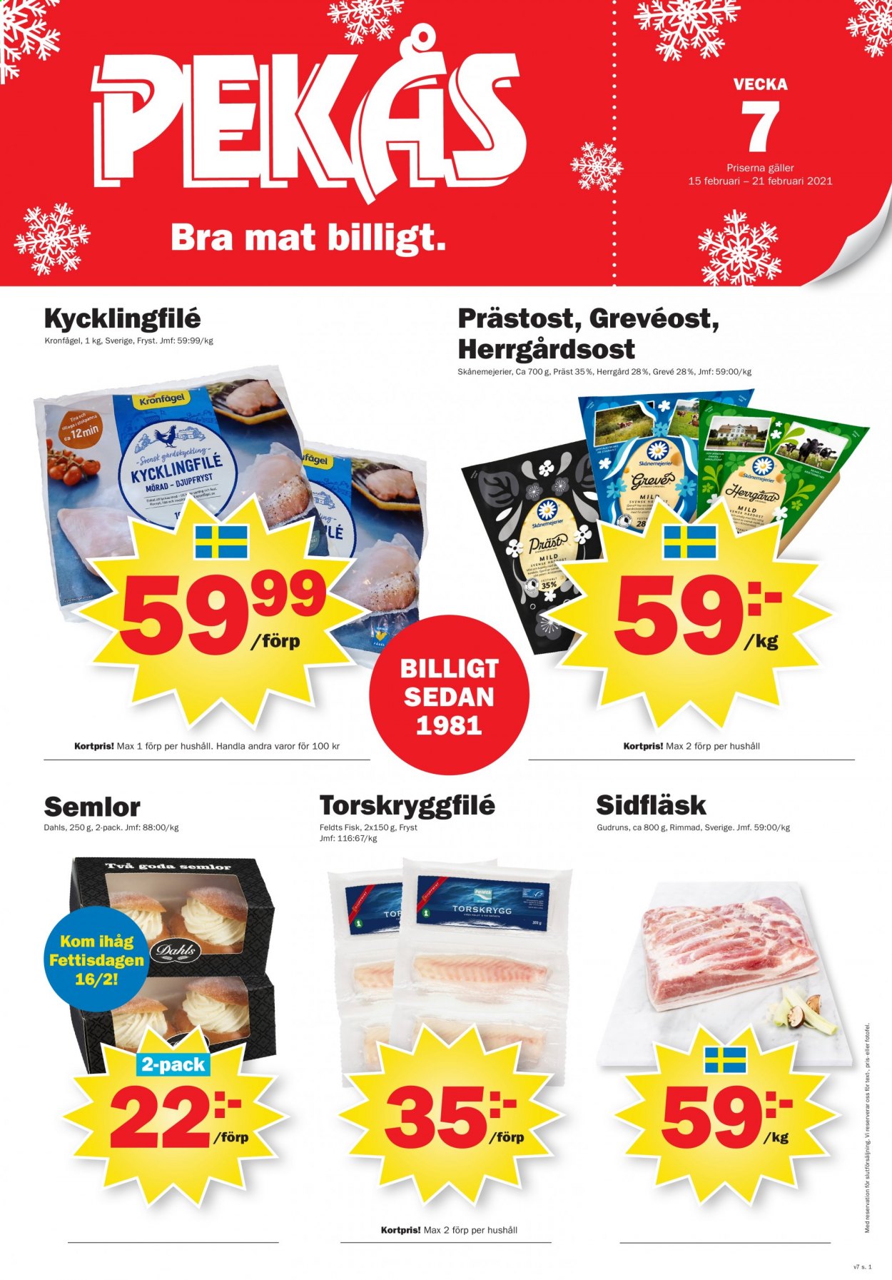 Pekås reklamblad - 15/2 2021 - 21/2 2021. Sida 1