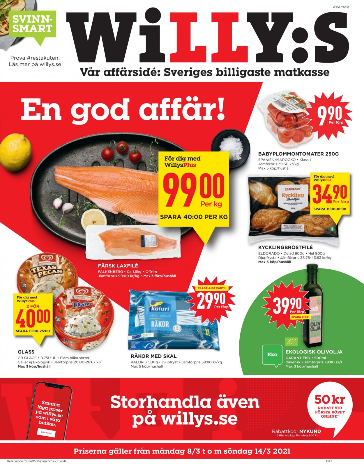 Willys reklamblad - 8/3 2021 - 14/3 2021. Sida 1