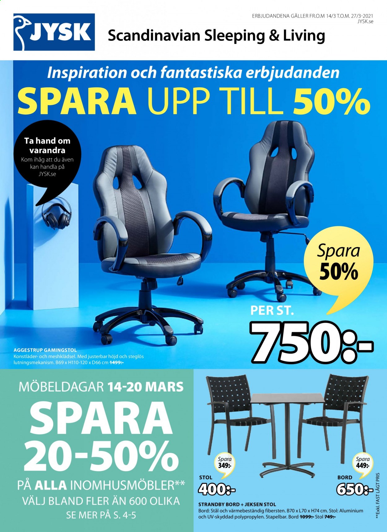 JYSK reklamblad - 14/3 2021 - 27/3 2021. Sida 1