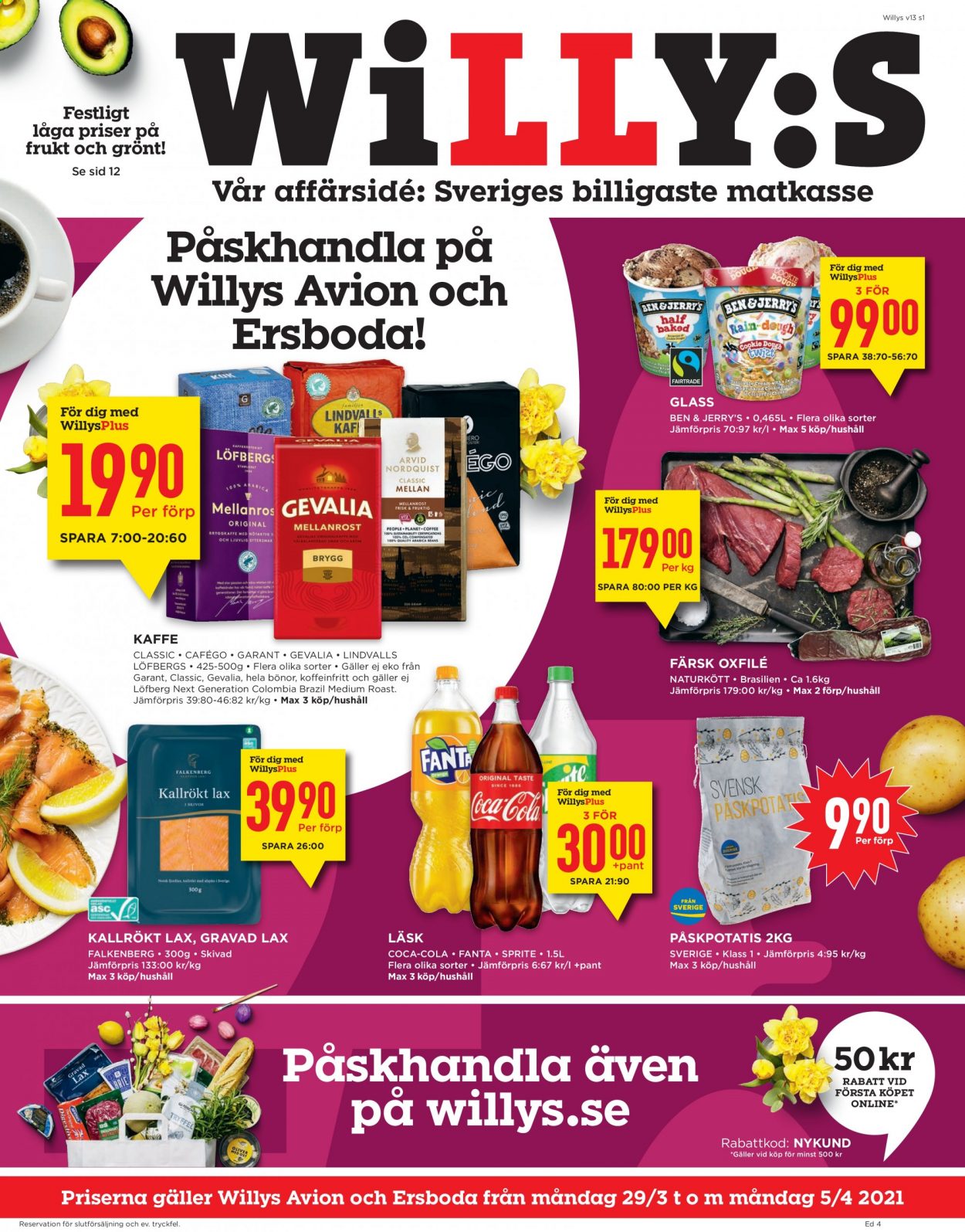 Willys reklamblad - 29/3 2021 - 5/4 2021. Sida 1