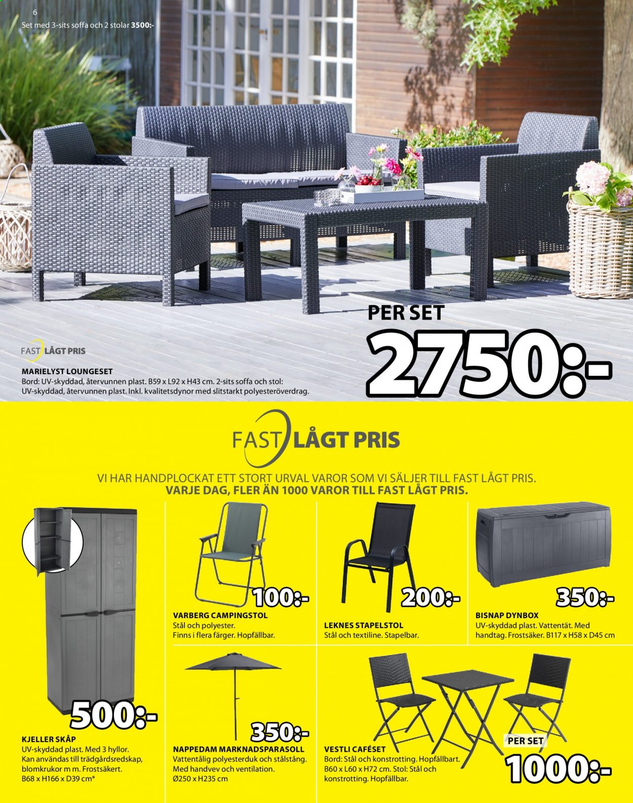 thumbnail - JYSK reklamblad - 11/4 2021 - 24/4 2021 - varor från reklamblad - stol, 2-sits soffa, 3-sits soffa, soffa, loungeset, bord. Sida 6.