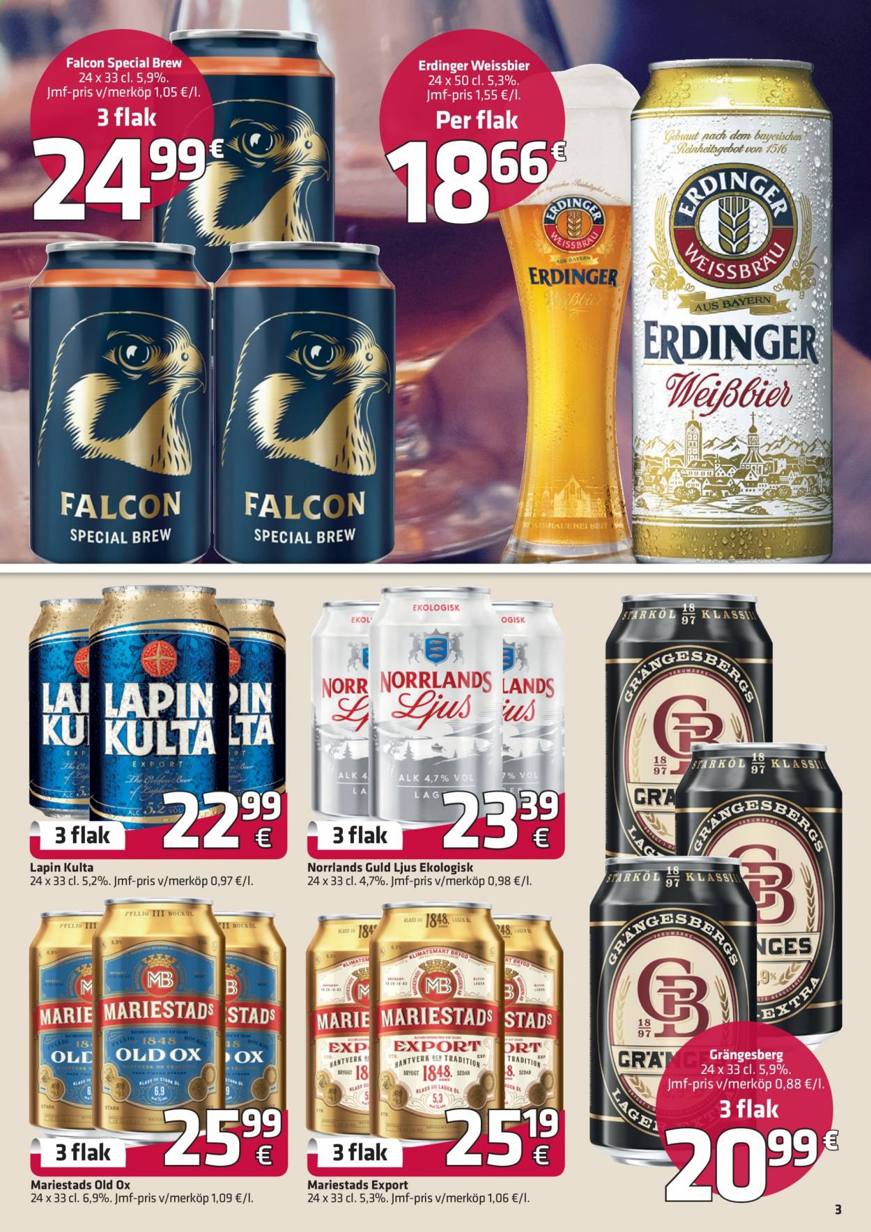 thumbnail - Fleggaard reklamblad - 28/4 2021 - 25/5 2021 - varor från reklamblad - mariestads, starköl, Norrlands Guld, öl, Falcon, ljus. Sida 4.