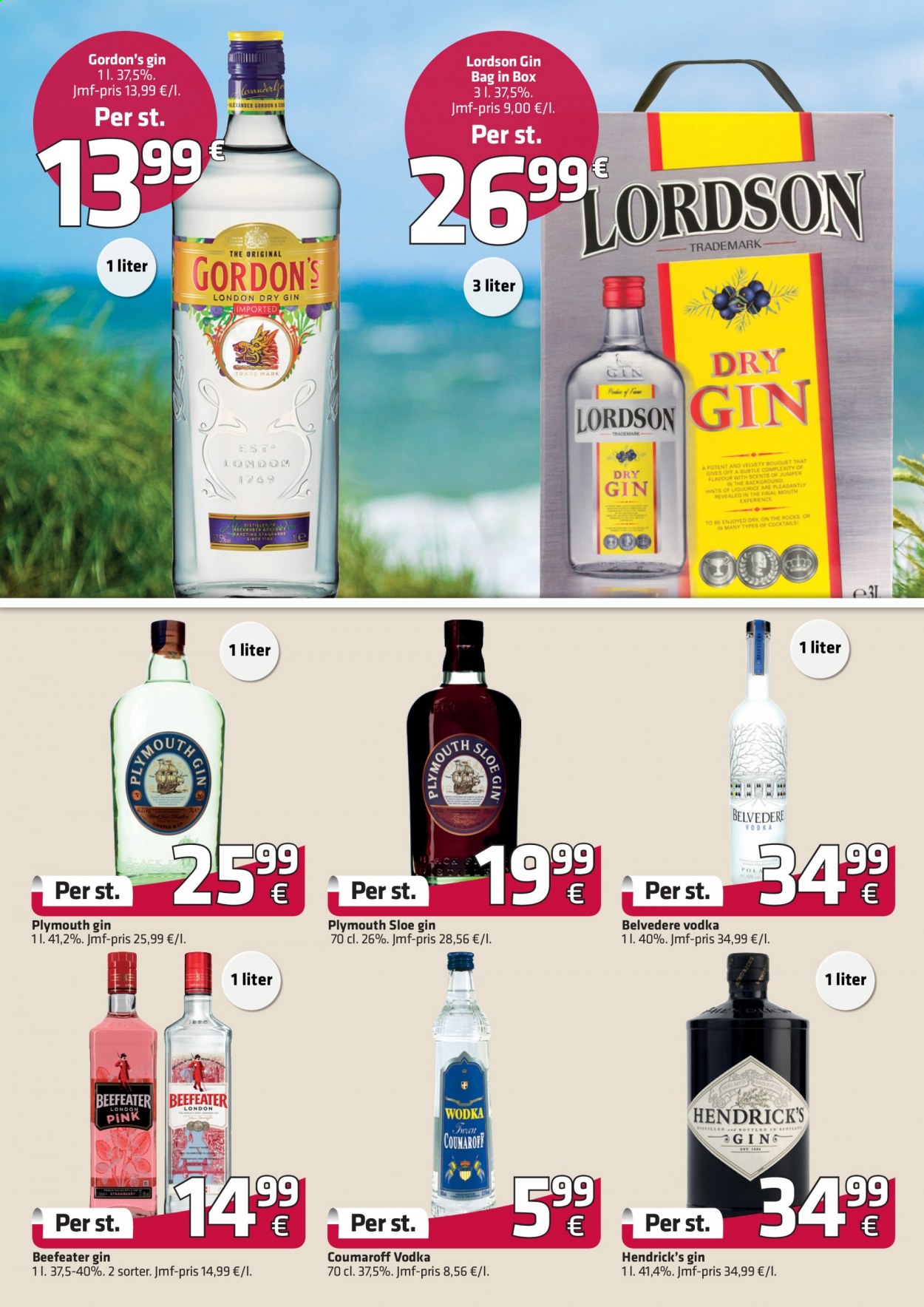 thumbnail - Fleggaard reklamblad - 26/5 2021 - 29/6 2021 - varor från reklamblad - Beefeater, Beefeater Pink, Hendrick’s Gin, London dry gin, Vodka, Gordon’s Gin, gin. Sida 7.