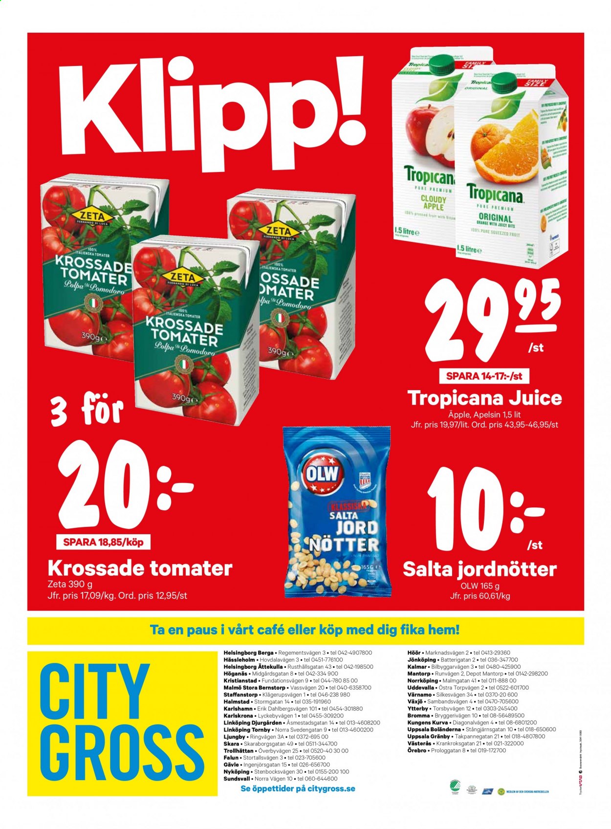 thumbnail - City Gross reklamblad - 19/7 2021 - 25/7 2021 - varor från reklamblad - tomater, OLW, krossade tomater, juice. Sida 12.