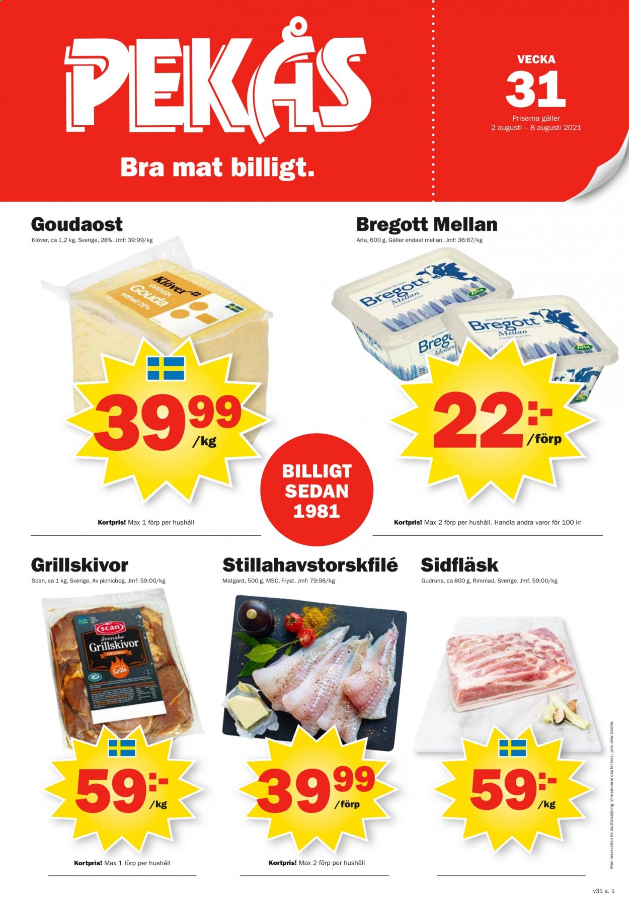 Pekås reklamblad - 2/8 2021 - 8/8 2021. Sida 1