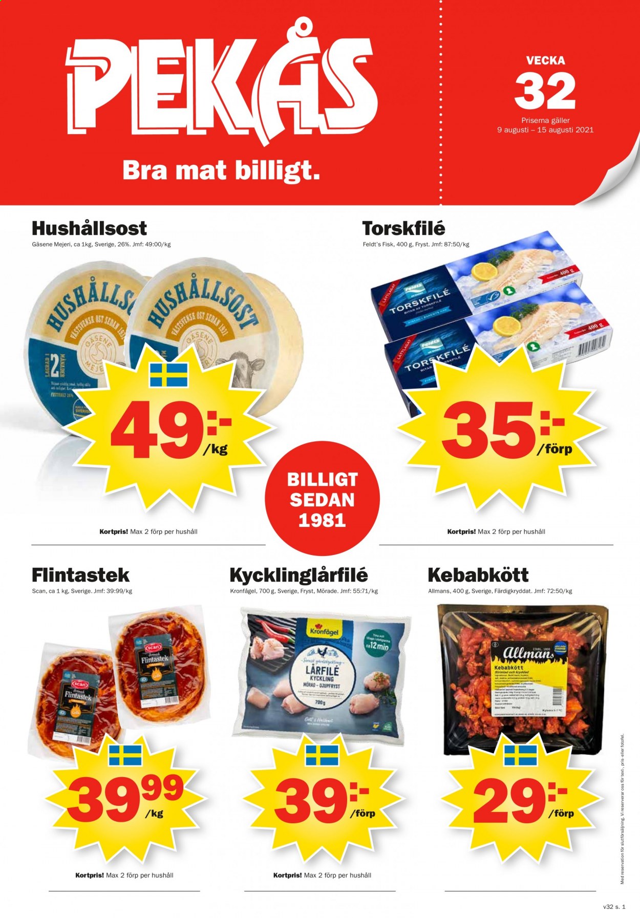 Pekås reklamblad - 9/8 2021 - 15/8 2021. Sida 1
