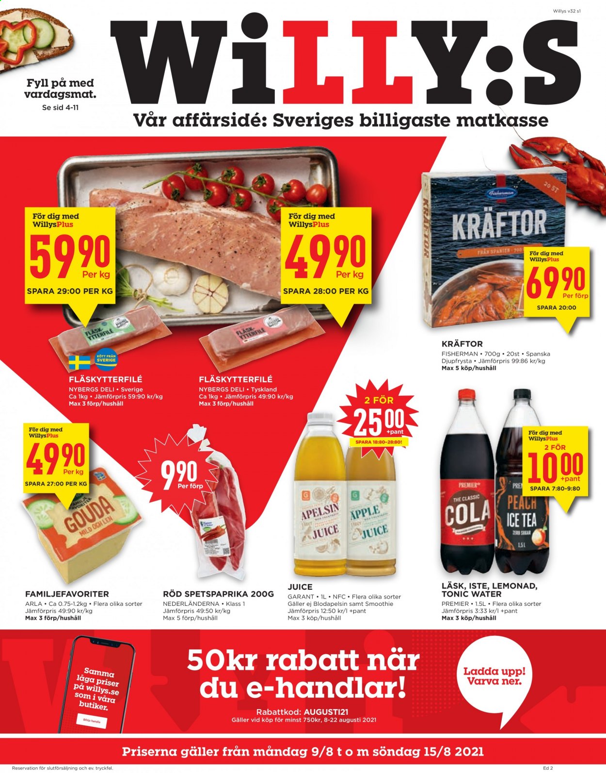 Willys reklamblad - 9/8 2021 - 15/8 2021. Sida 1