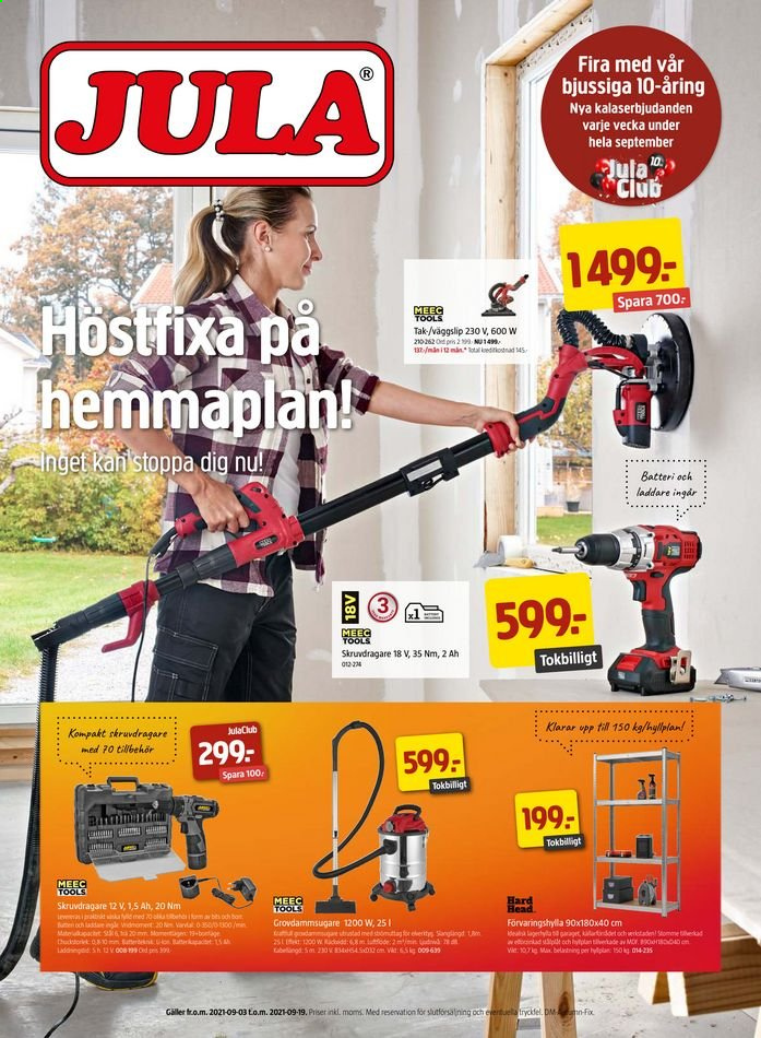 Jula reklamblad - 3/9 2021 - 19/9 2021. Sida 1