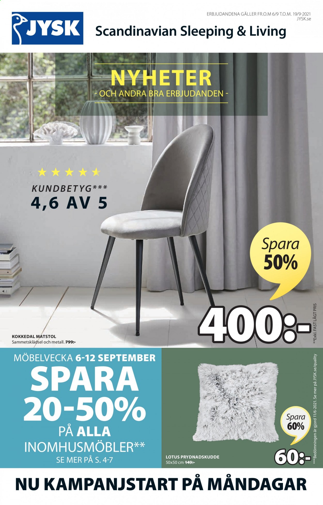 JYSK reklamblad - 6/9 2021 - 19/9 2021. Sida 1