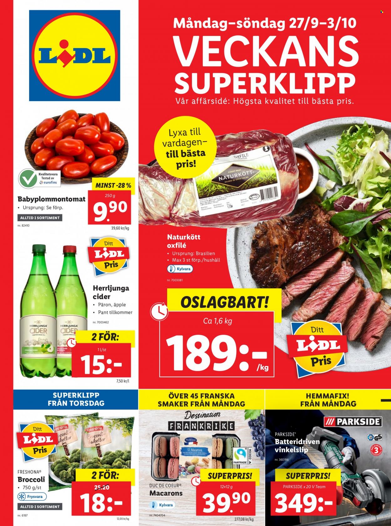 Lidl reklamblad - 27/9 2021 - 3/10 2021. Sida 1