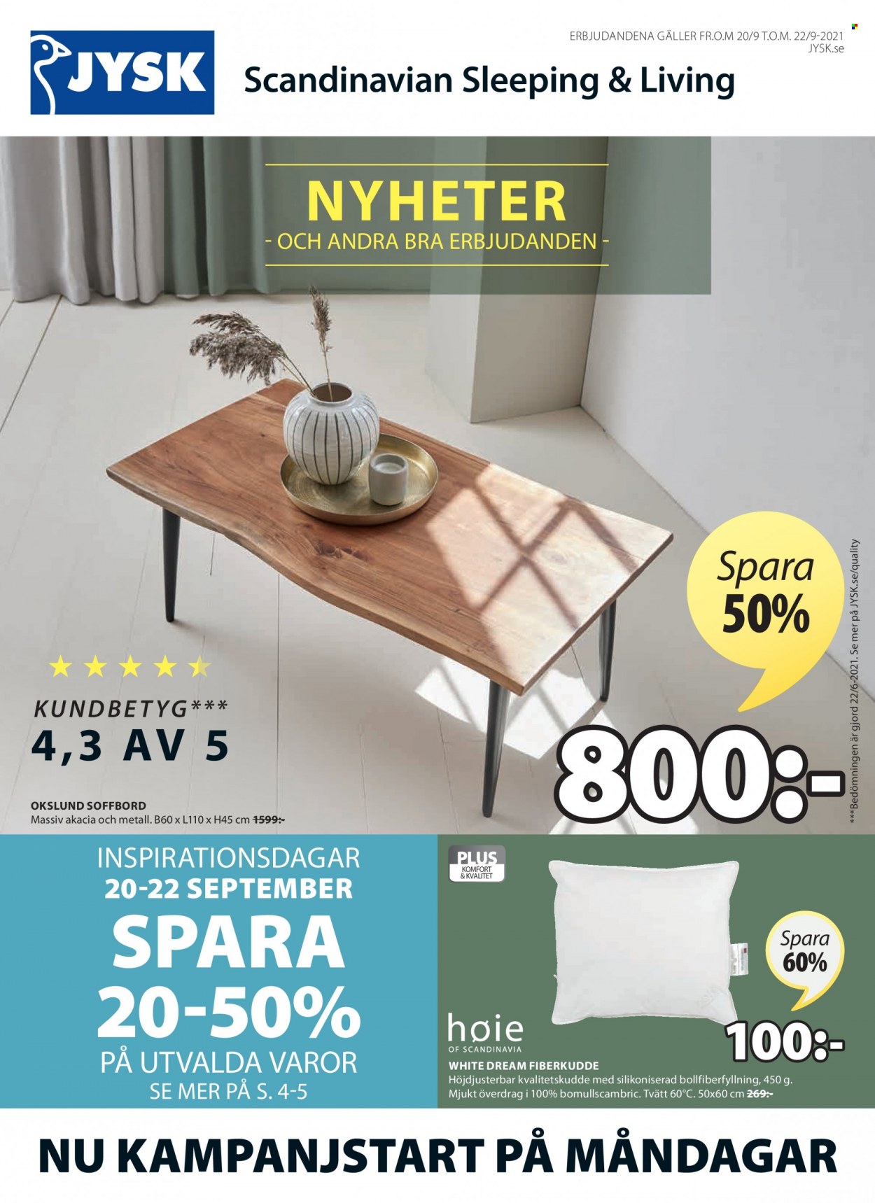JYSK reklamblad - 20/9 2021 - 22/9 2021. Sida 1